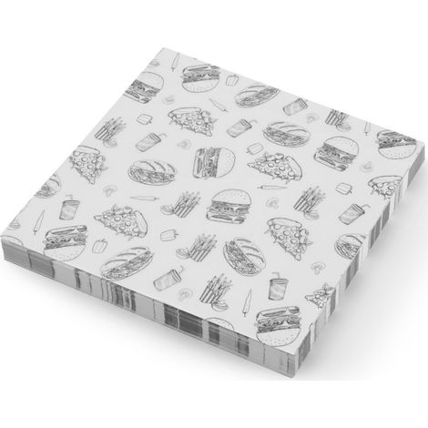 Carta da forno per snack a base di patatine fritte, 30,5x30,5 cm, motivo fast food - 500 pezzi. (1/2)