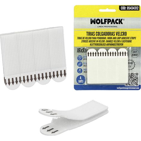 Strisce di chiusura adesive con velcro 16 x 55 mm. blister 4 pz.