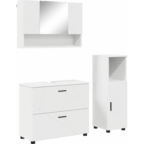 Maison Exclusive - Badezimmermöbel-Set mit Regal 3 pcs Weiß Sperr (1/5)