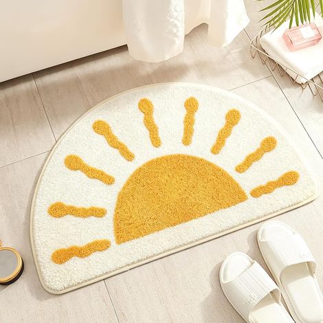 Tapis de salle de bain 75 x 45 cm, sur mesure, doux, absorbant, antidérapant, en tissu éponge, pour douche, salle de bain, style bohème, lavable en machine, tapis anti-saleté multicolore (1/5)