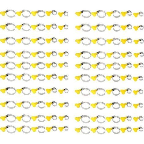 DBBEGK 100pcs Colliers de Serrage,Tuyau Clips Réglable, Collier Durite Métallique, Tube Clips Inox, Colliers de Serrage de Différentes Tailles, Pince Collier de Serrage pour Fixation de Tuyau(13-19mm,