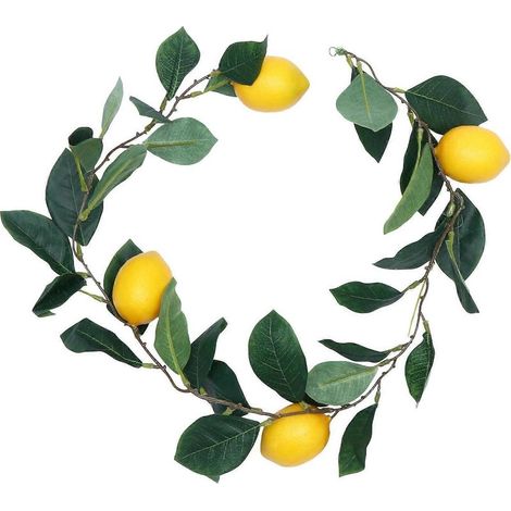 1 guirlande décorative suspendue en rotin simulant un citron (jaune)-100x10cm-Yellow (1/4)