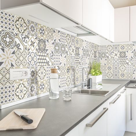 Sticker Mural Carrelage adhésif Cuisine Salle de Bain - 24 STICKERS CARREAUX DE CIMENT AZULEJOS FLORIANTIONA - 24stickers15x15cm (1/5)