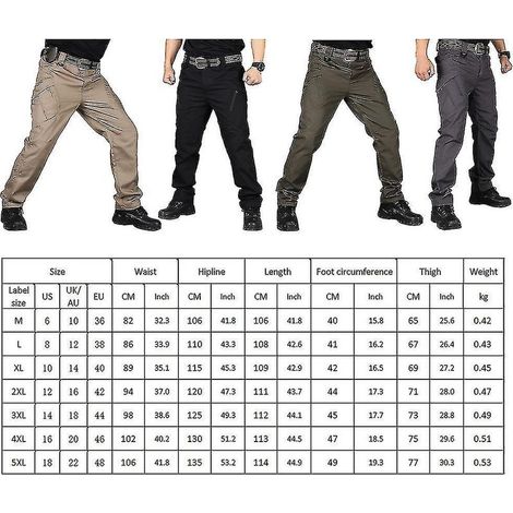 Pantalon cargo tactique imperméable New Soldier pour homme, idéal pour le travail et les activités de plein air en extérieur - Taille 4XL - Kaki (1/4)