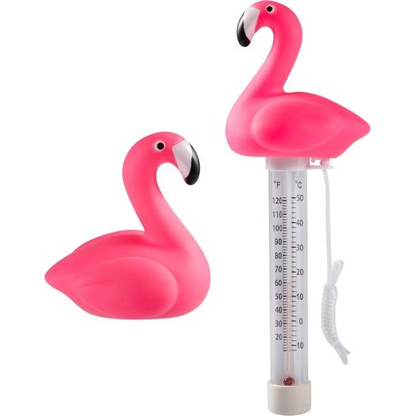 Thermomètre flottant pour piscine avec cordon, en forme de flamant rose, pour mesurer la température de l'eau des piscines, spas, jacuzzis et aquariums.-AquaForge (1/5)