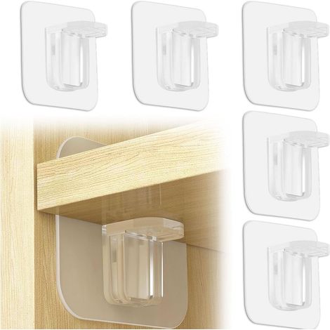 Lot de 5 supports d'étagère autocollants en acrylique et résine solides et élégants pour meubles, armoires, placards, bibliothèques