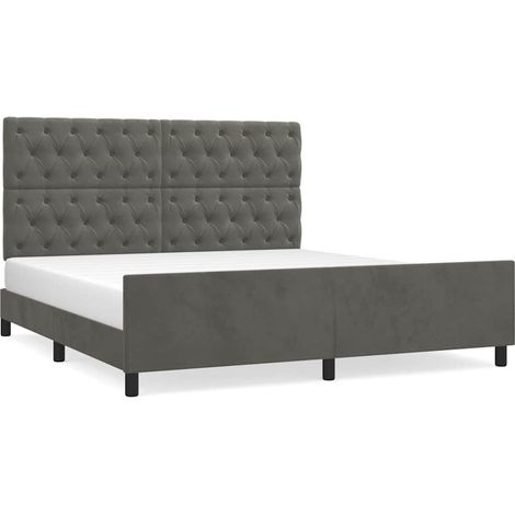 Maison Exclusive - Giroletto senza Materasso Grigio Scuro 160x200 cm Velluto (1/5)