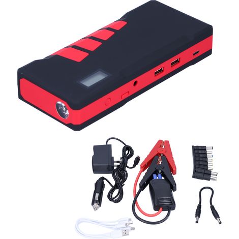 Kit de démarrage voiture 12V DC, pack booster portable avec batterie, lampe LED, sac EVA 100-240V, rouge-noir (1/5)