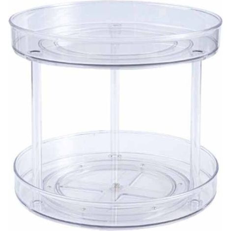 Plateau Rotatif - 2 Niveaux - Rotation 360° - Pour Cuisine Salle De Bain Chambre - PET - 28 x 28 x 12 cm - 1 Pièce