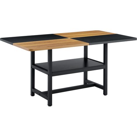 Ensemble de salle à manger avec table rectangulaire 160x90x76 cm et 6 chaises blanches en cuir PU (1/5)