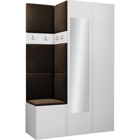 Conjunto para recibidor Pinis XXVI, Manila 04, 186x116x46cm, Espejo, Aglomerado laminado, Tapiz, Colocada, Montada en la pared