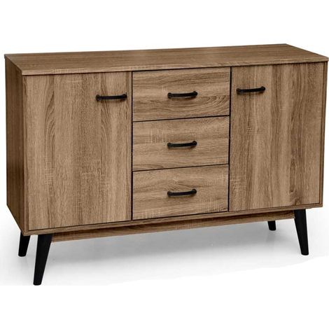 ARES MOBILE IN LEGNO CON 3 CASSETTI E 2 ANTE 120 X 30 X 80 CM COLORE NOCE (1/2)