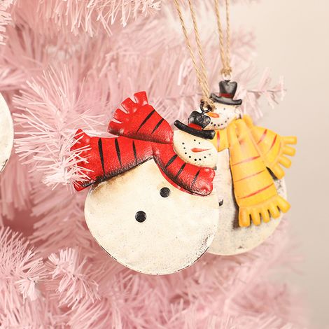 Weihnachtsschmuck zum Aufhängen: Schneemann aus Schmiedeeisen, Strumpf, Weihnachtsbaumschmuck, Hängeanhänger, Fensterschmuck (1/5)