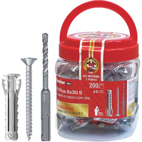 Tassello Sx Plus 8 x 40 S Box 120 Pezzi + Omaggio Punta SDS Plus Fischer