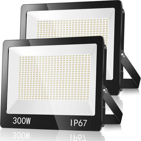Projecteur Exterieur LED 300W 2 Pièce, IP67 Imperméable Spot LED Extérieur Avec Transformateur, 30000LM 6500K Blanc Froid Eclairage de SécuritéD Pour Terrasse, Jardin, Garage, Usine, Stade