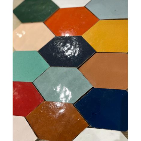 Zellige Marocain traditionnel couleur : Ivoire - 29 - format : Navette - Gioia Materia