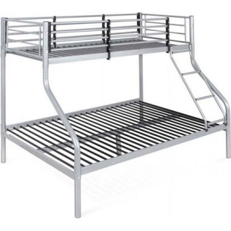 Letto a castello in acciaio verniciato grigio in tubolare d'acciaio 140x190xh.160 cm (1/3)
