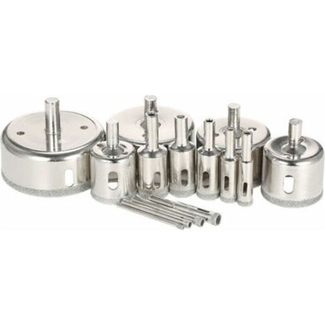 14 pièces 3-70mm verre trou scie Kit diamant enduit noyau scie cloche marbre foret carrelage céramique verre porcelaine forage