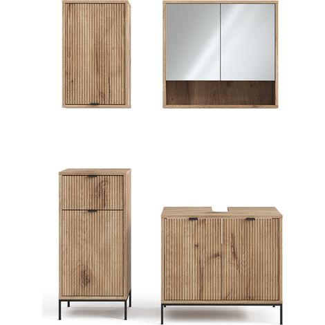 Ensemble de meubles de salle de bain Eliza, Chêne Viking, 4 pièces, Vicco