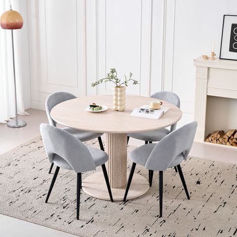 Wokaka Lot de 4 chaises de salle à manger - Chaise contemporaine - pieds en métal, velours(gris)