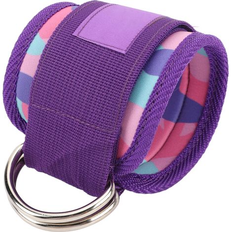 Manchette de cheville Double anneau en D, sangles de câble réglables et confortables pour l'entraînement, Extension de jambe de butin violet (1/5)