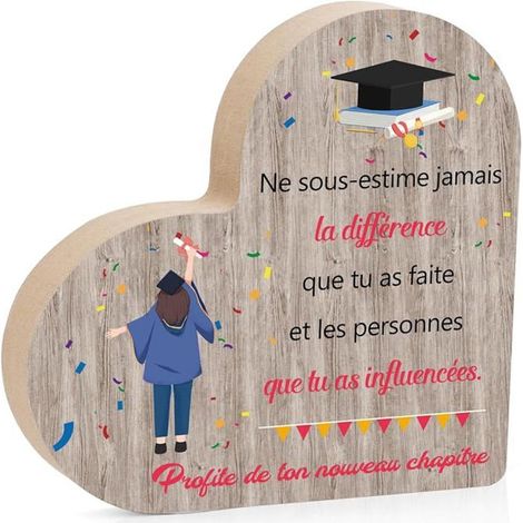 Cadeau Encouragement Cadeau Reussite Examen Inspirant Décoration Planche en Bois en Forme de Coeur Balancier Encour OBJET DECORATIF