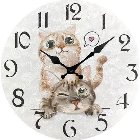 Horloge Murale - Chats - 30 cm - Silencieuse - Acrylique - Décoration Intérieure ENEVAOCT (1/4)