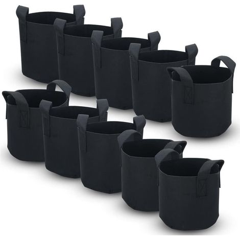 Pflanzsäcke – 10 Stück – Vliesstoff – 75 Liter – mit Tragegriffen – für Garten und Gewächshaus – 55 x 30 cm (1/5)