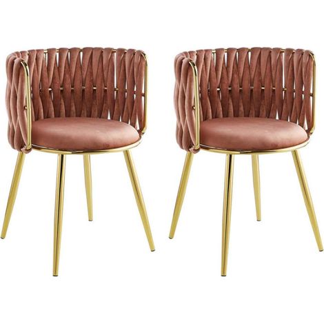 Lot de 2 Chaises en Velours "Milla" 80cm Rose (1/5)