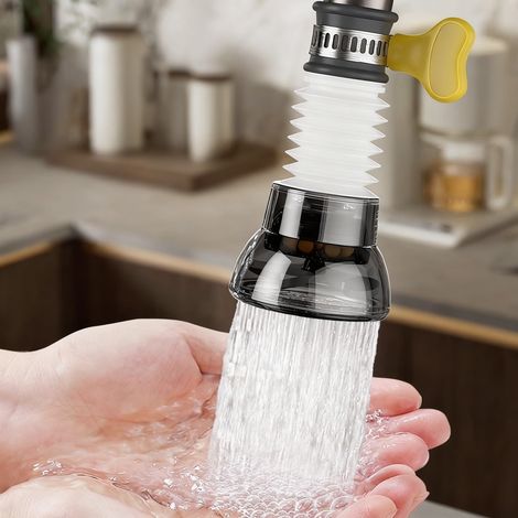 Wasserhahnfilter, Wasserreiniger für den Hausgebrauch mit Duschabweiser, Spülbecken-Erweiterungsfilterkartusche, 360-Grad-Mehrfachrotation, einfache Installation und universelle Kompatibilität.