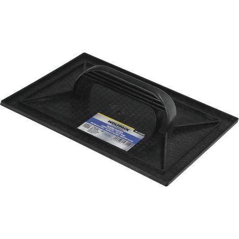 talocha plastico 34 x 23 cm. mango redondo negro con alveolos (1/5)