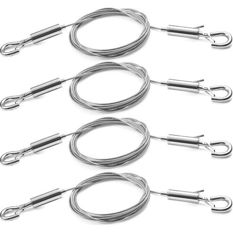 Cable ajustable para espejos, lámparas, paneles de visualización, etc., capacidad de carga de 30 kg, 4 piezas, 1 m x 1,5 mm (1/5)