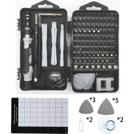 Kit Tournevis Électrique 120 en 1, Outil Multifonction pour Réparation de Téléphone et Appareils Électroniques, Jeu de Tournevis Manuel de Précision 128 en 1