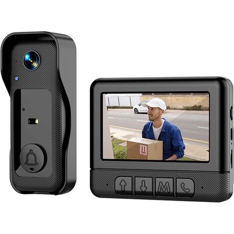 Kabellose Video-Türklingelkamera mit Monitor, 4,3-Zoll-IPS-Bildschirm, Infrarot-Nachtsicht, Gegensprechanlage mit Zwei-Wege-Audio, wasserdicht (1/2)