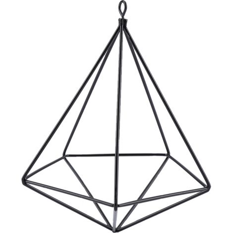 Supporto geometrico per piante sospese – design con muschio e felci – nero