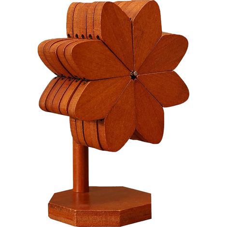 6 dessous de plat en bois, forme moulinet, pliables, avec support, pour plats chauds (1/5)