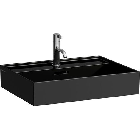 Lavabo KARTELL 600 x 460 mm, encastrable sous avec trop-plein, sans trou pour robinetterie noir LAUFEN