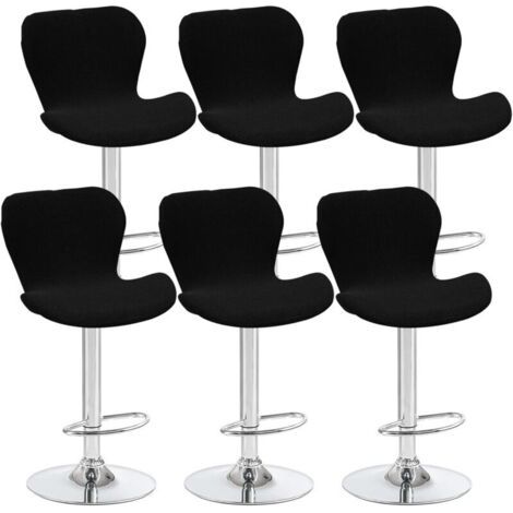 Lot de 6 housses de tabouret pivotant incurvées noires, 40 x 30 x 30 cm, housses de chaise de bar à dossier bas, adaptées aux comptoirs, bars et cuisines
