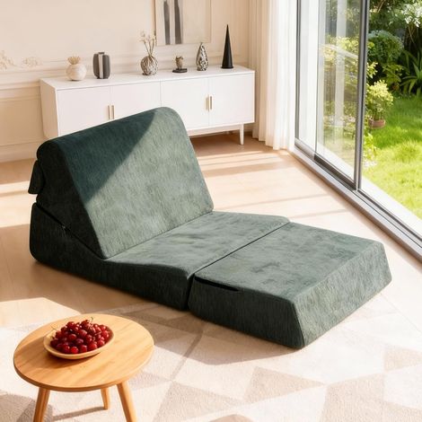 LANKOU Foldable Sofa Bed,35D high-density foam, Convertible Sleeper Chair & Boneless Couch, Floor Lounge Sofa Guest Bed with Pillow for Small(Green)