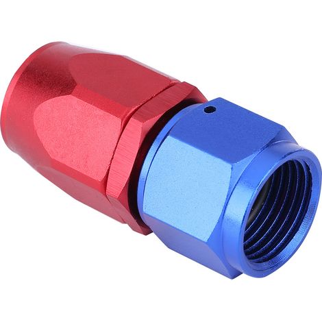 Raccord orientableAN10 pour durite d'huile, adaptateur de refroidisseur, finition anodisée bleu et rouge, angle 0° (1/2)