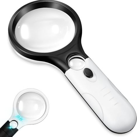 Loupe avec lumière, portable double lentille 10X-30X, poids léger, grande loupe 3 LED pour la lecture des personnes âgées et l’intérêt des enfants Explorer (1/5)