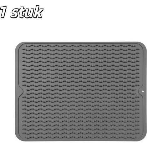 pièce - Tapis égouttoir - Tapis égouttoir en silicone - Facile à nettoyer - Écologique et résistant à la chaleur - Convient aux plans de travail ou éviers, réfrigérateurs ou tiroirs - 30 x 40 cm - Gri (1/5)