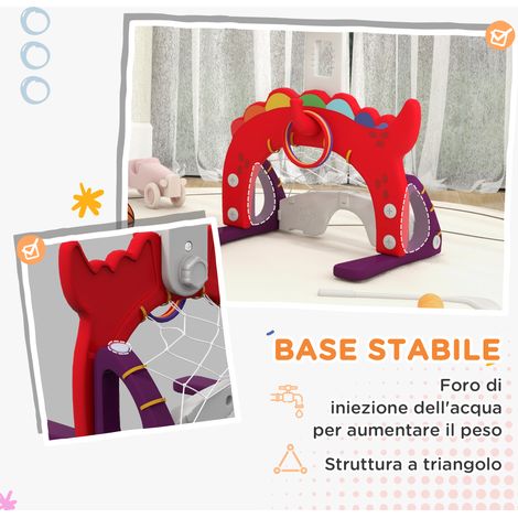 Panier de Basket 5-en-1 pour Enfants de 3 à 6 Ans, Hauteur Ajustable, Rouge, avec Buts de Football et Golf (1/5)