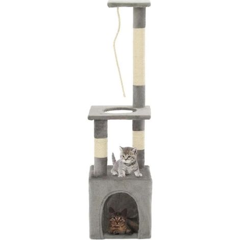 Arbre à chat avec poteau à griffes en sisal, 109 cm, gris
