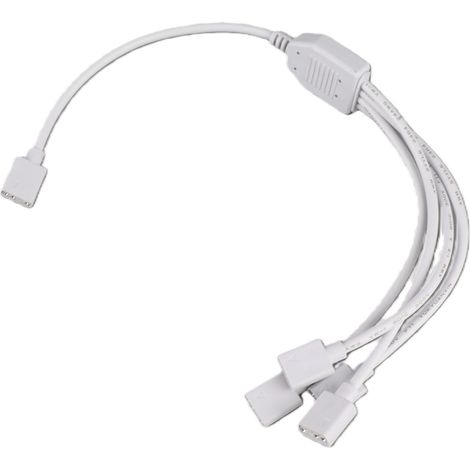 Câble répartiteur ARGB 1 vers 4 femelles, 5 V, 3 broches, pour boîtier PC, refroidisseur de processeur et ventilateur ARGB 5 V (blanc). (1/5)