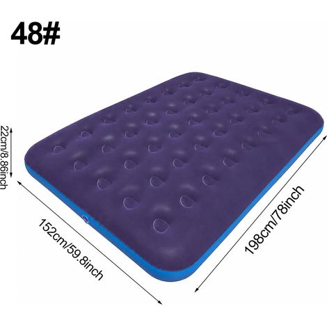 (48) Matelas gonflable avec pompe à air intégrée, surface floquée, durable et portable, convient au camping et aux voyages. (1/5)
