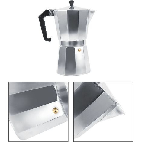 Cafetière italienne Moka en aluminium, pour expresso, usage domestique et professionnel (450 ml, 9 tasses) (1/5)