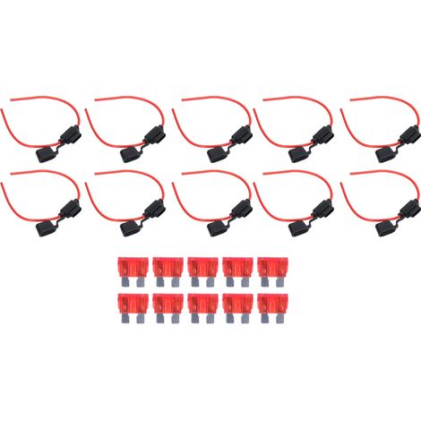 Packung mit 10 Inline-Sicherungshaltern, schmelzfest, einfache Verdrahtung, wasserdicht, mit 18 AWG, 10 A Sicherungen (1/5)