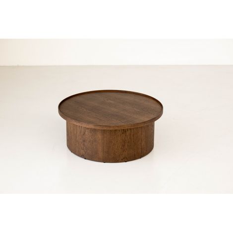 BOBOCHIC - Table basse D.80 cm CASTELLANE placage chêne massif   Marron foncé