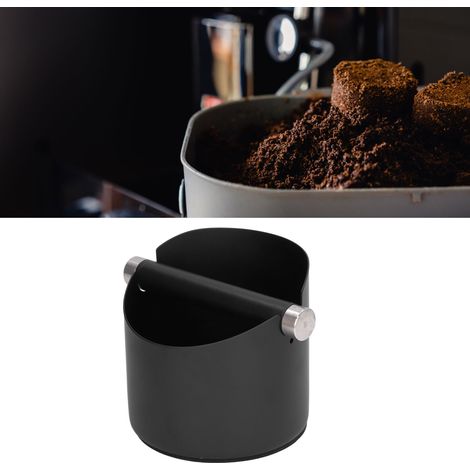 Tasseuse à café italienne, tasseuse à café ronde en acier inoxydable, petite taille, noire. (1/5)